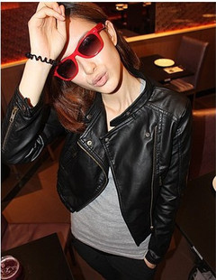 2013 spring fashion handsome slim fashion motorcycle outerwear rivet leather jacket leather clothing short design