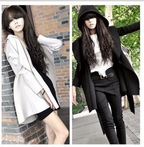 2013 spring fashion handsome with a hood trench outerwear long design female