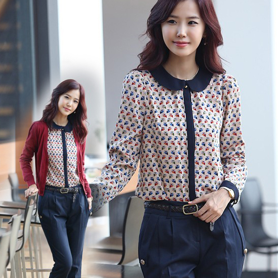 2013 Spring Fashion Korean Style Long Sleeve CHIFFON Tops Shirt Blouse Women Lady #L034540