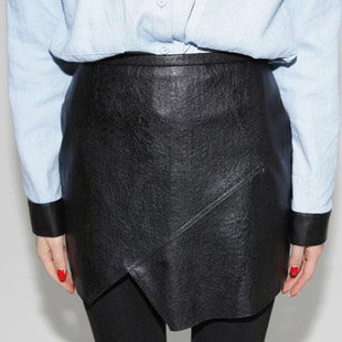 2013 spring fashion leather short skirt PU bust skirt sty nda high waist slim hip black leather short skirt