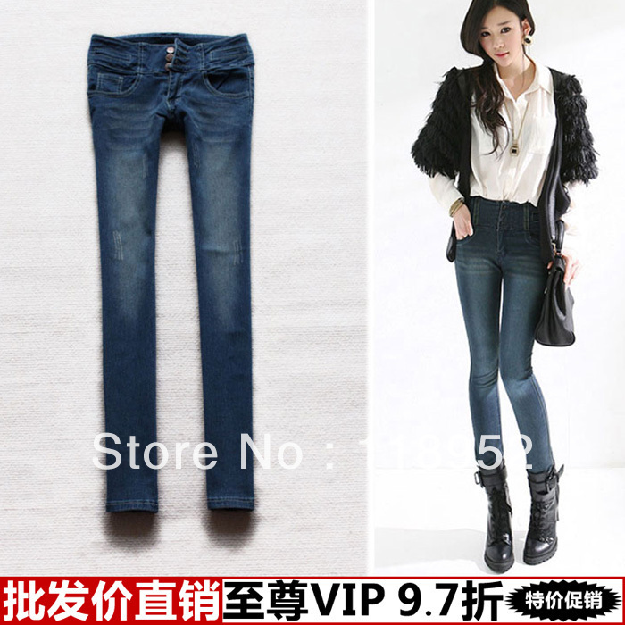 2013 spring fashion loose elastic skinny jeans High Waist Fashion Denim Jeans