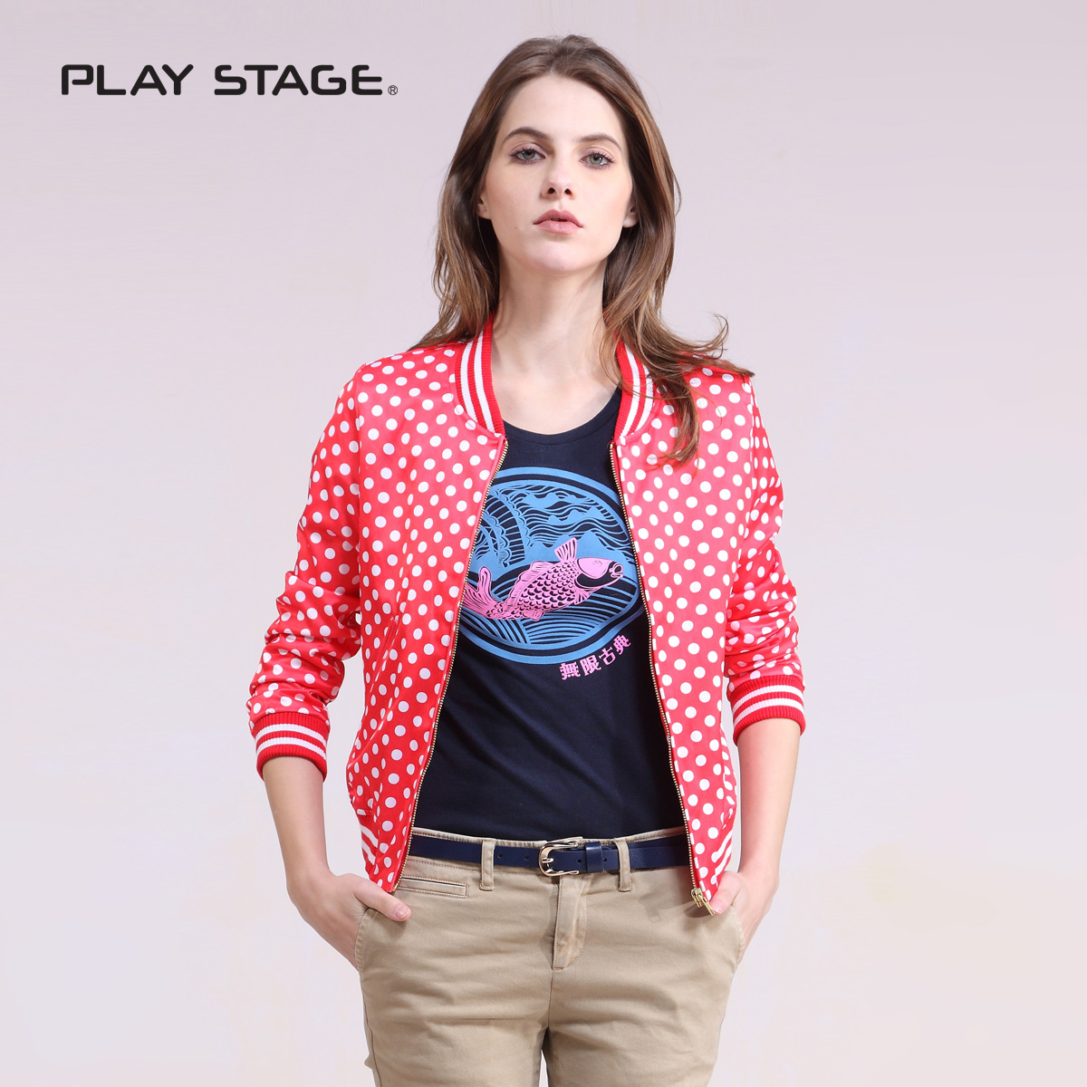 2013 spring fashion polka dot slim outerwear street casual open toe baseball uniform outerwear