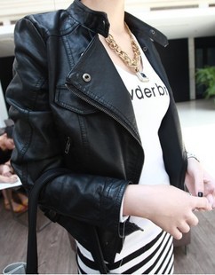 2013 spring fashion short design motorcycle outerwear PU clothing punk leather coat