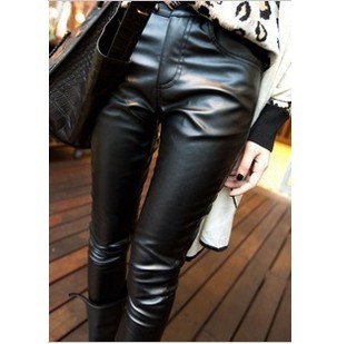 2013 spring fashion slim gentlewomen all-match fleece leather legging pants boot cut jeans 656