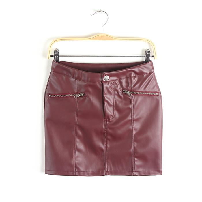 2013 spring fashion slim hip zipper PU skirt bust skirt h a leather short skirt