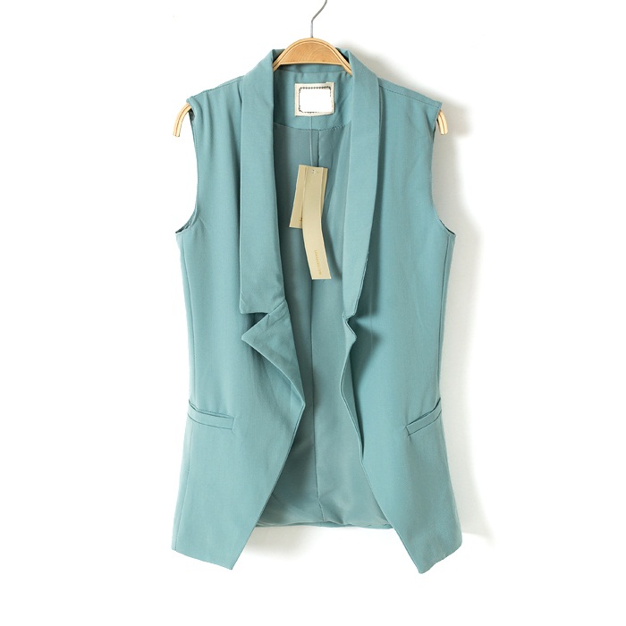 2013 spring fashion suit collar slim candy color medium-long vest female ol vest