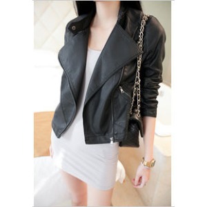 2013 spring fashion vintage all-match modeling super cardigan short design motorcycle outerwear leather clothing female