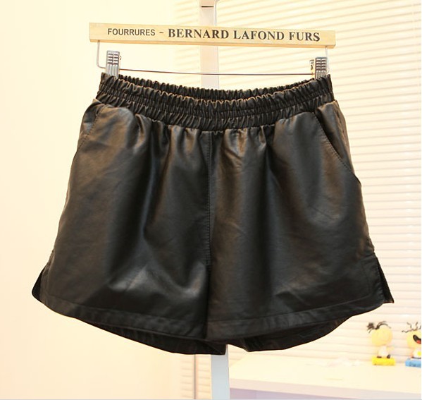 2013 spring fashion vintage all-match PU shorts small openlady placketing leather pants