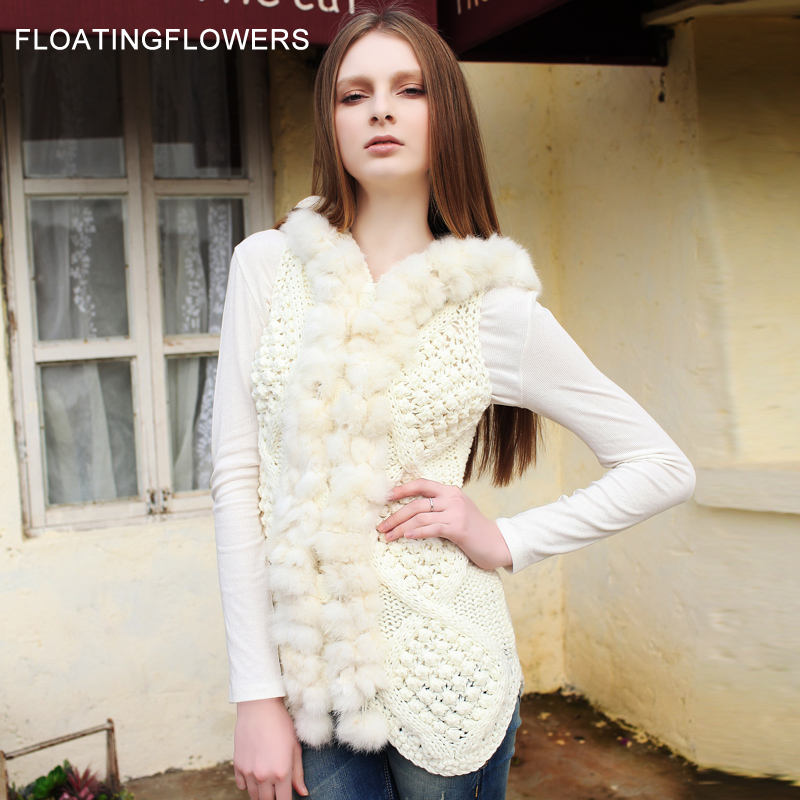 2013 spring fashion women's knitted rabbit sweater vest sweater with a hood vest sleeveless knitted outerwear sweater