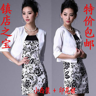 2013 spring fashion women's slim plus size one-piece dress twinset