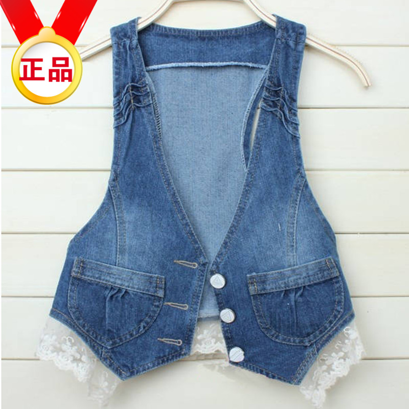 2013 spring fashionable denim vest female denim vest denim waistcoat coat female