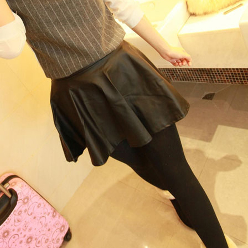 2013 spring female all-match a-line skirt slim waist big skirt leather short skirt slim female bust skirt