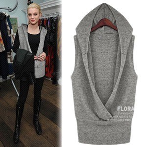 2013 spring female fashion star style grey all-match with a hood vest