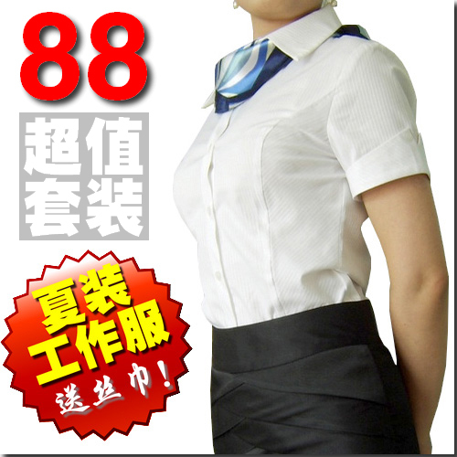 2013 spring female shirt short-sleeve shirt female skirt ol formal work wear set tooling work wear 902