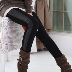 2013 spring female thickening leather pants boot cut jeans pencil pants patchwork legging plus size female spring and autumn