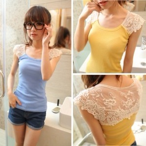 2013 spring gauze lace decoration crochet all-match basic vest female slim