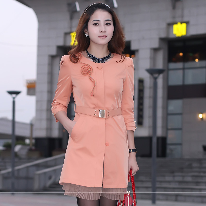 2013 spring gentlewomen medium-long fashion trench outerwear solid color women's Women