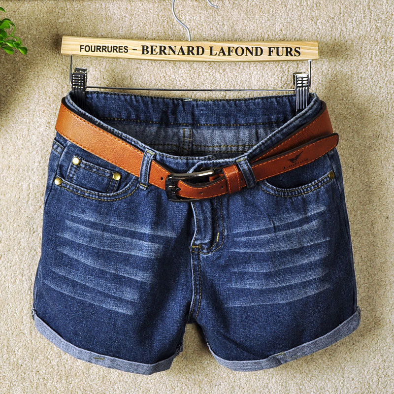 2013 spring high waist pants casual jeans dark color loose denim high waist shorts female trousers