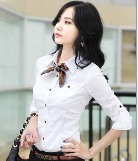 2013 spring hot-selling all-match ol women's white work wear long-sleeve shirt women's shirt basic shirt