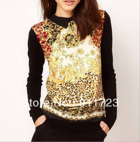 2013 Spring Hot Selling Sweater/Royal Court Vintage Totem Screen Printing Knitting Pullover For Women/Ladies Luxury Sweater 2013