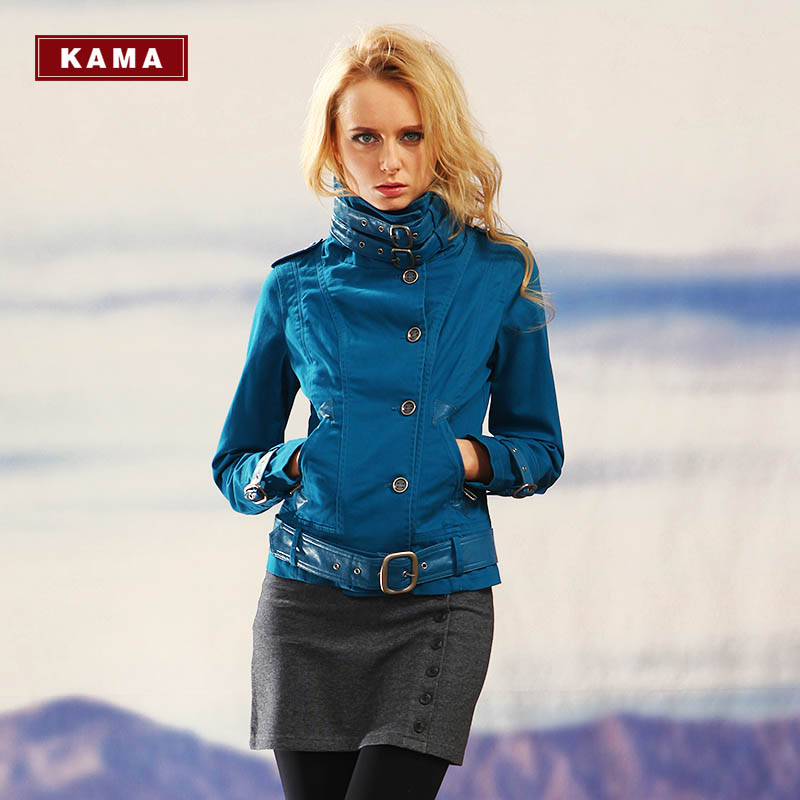 2013 spring kama women's leather mosaic single breasted casual outerwear 7113765