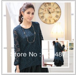 2013 Spring Korean Lace Chiffon fake two piece cake dress 762