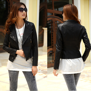 2013 spring leather clothing female short design slim PU women's leather clothing motorcycle outerwear motorcycle leather