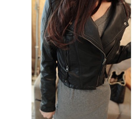 2013 spring leather clothing female short jacket slim small motorcycle jacket leather clothing PU clothing plus size black