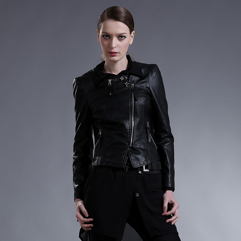 2013 spring leather clothing short design slim women's PU leather coat sweet women's