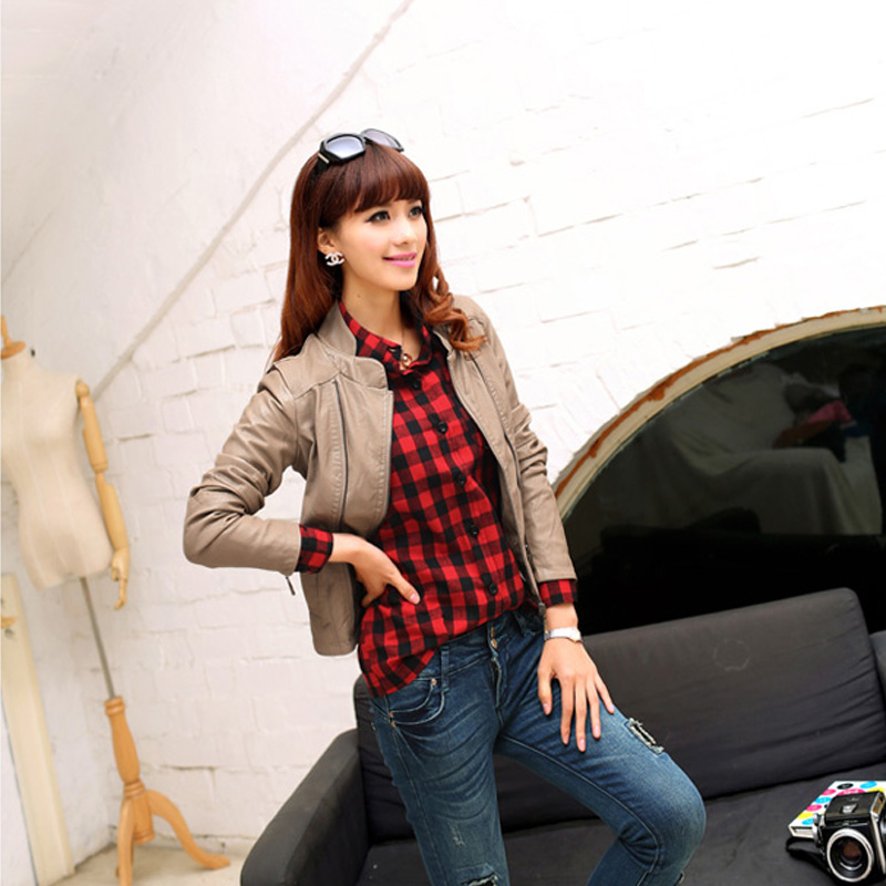 2013 spring leather clothing short jacket women zipper accessories elegant small leather clothing PU clothing