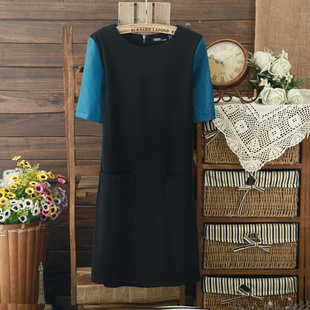 2013 spring leather double pocket fashion short-sleeve dress fashion women's skirt