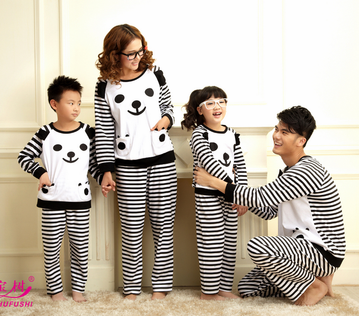 2013 spring long-sleeve 100% cotton parent-child sleepwear at home service family pack lovers lounge set