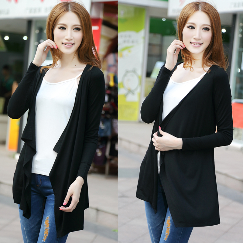 2013 Spring Long-sleeve thin outerwear women's medium-long loose irregular cardigan modal cotton  coat women's cape