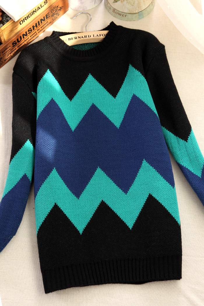 2013 spring loose color block decoration sweater female