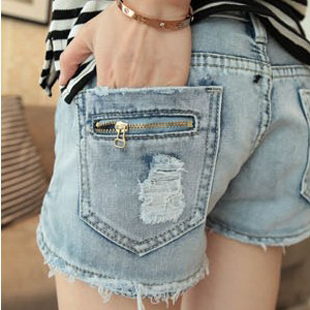 2013 spring loose denim shorts hole female women's shorts jeans