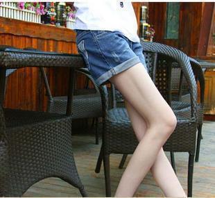 2013 spring loose roll-up hem denim shorts hole female women's shorts plus size