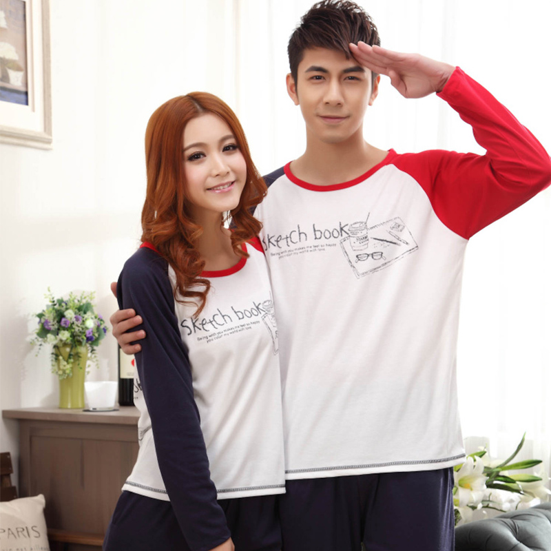 2013 spring lovers casual outdoor 100% cotton sleepwear colorant match lounge twinset Free delivery