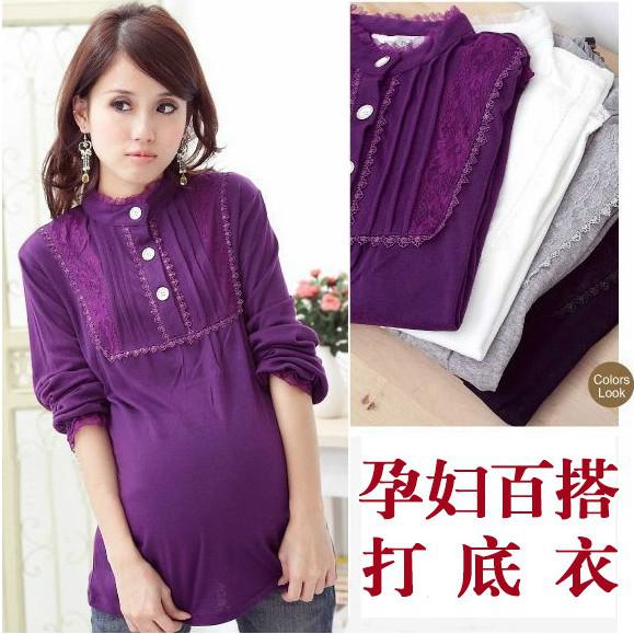 2013 spring maternity clothing basic shirt long-sleeve T-shirt basic shirt 100% cotton top