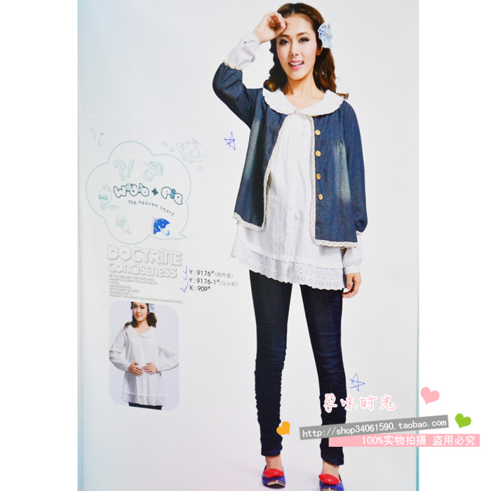 2013 spring maternity clothing basic shirt maternity top denim outerwear 2 y9176