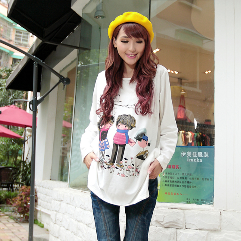 2013 spring maternity clothing fashion lovers loose long-sleeve T-shirt medium-long sweatshirt top