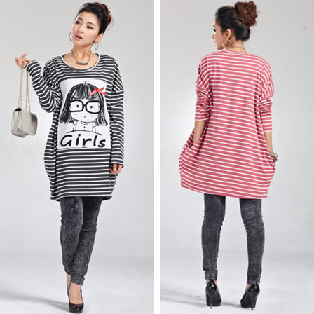 2013 spring maternity clothing maternity top maternity t-shirt long design t-shirt plus size t-shirt stripe top