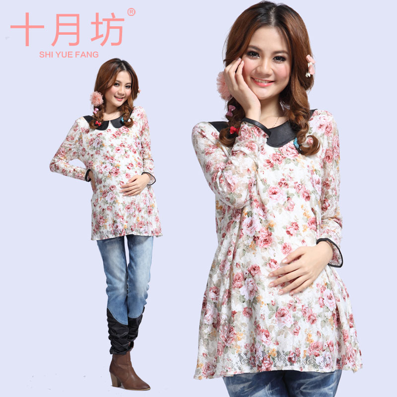 2013 spring maternity clothing top autumn fashion loose 100% cotton long-sleeve T-shirt