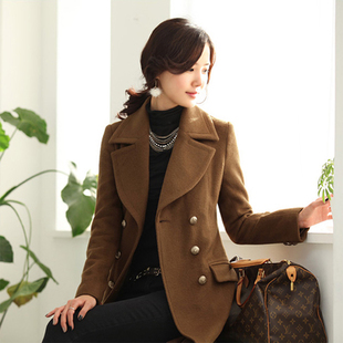 2013 spring medium-long double breasted woolen outerwear trench quality woolen overcoat thickening trench female