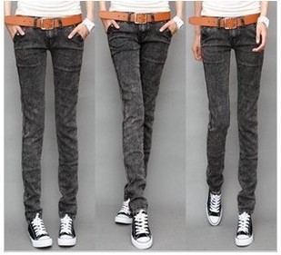 2013 spring new arrival black elastic jeans female trousers skinny pants pencil pants