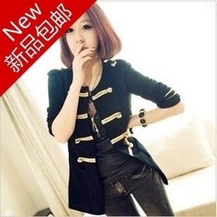 2013 spring new arrival cardigan female gold buckle sweatercoat shirt