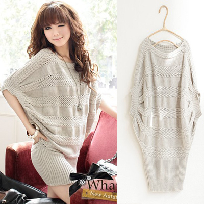 2013 spring new arrival charm coarse knitted batwing sleeve long sweetheart design half sleeve sweater