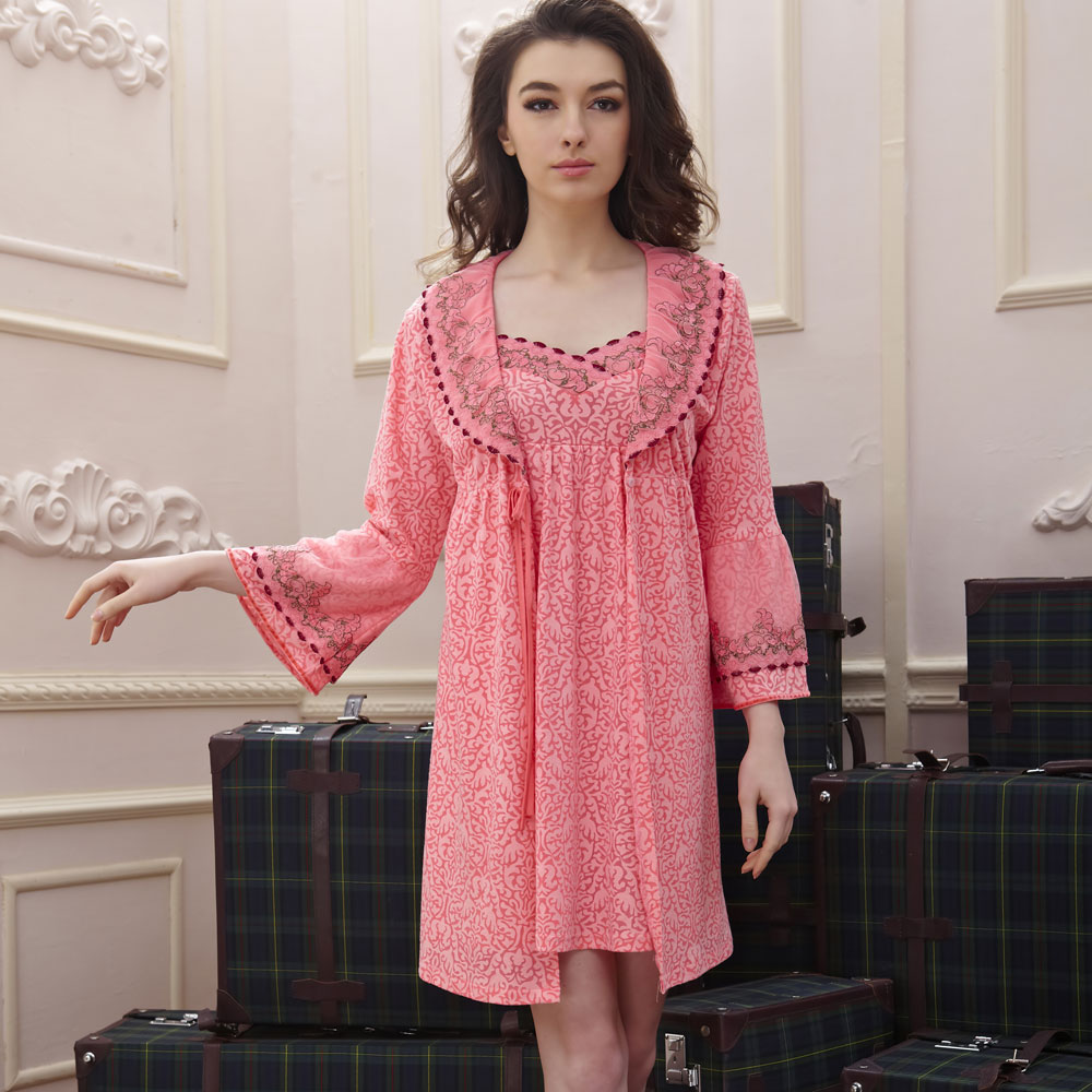 2013 spring new arrival comfortable knitted cotton elegant spaghetti strap female sexy nightgown twinset