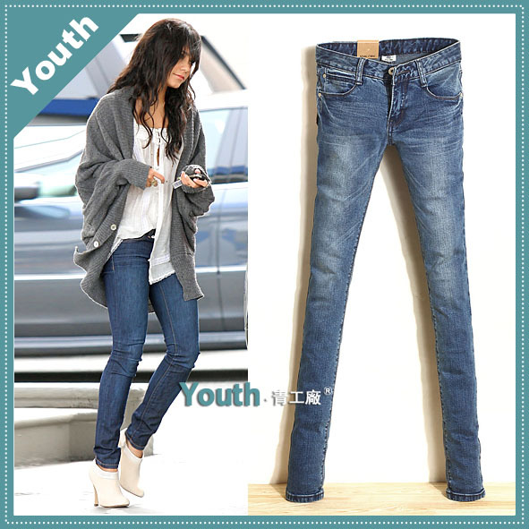 2013 spring new arrival fashion back hole blue jeans female low-waist skinny pants pencil pants