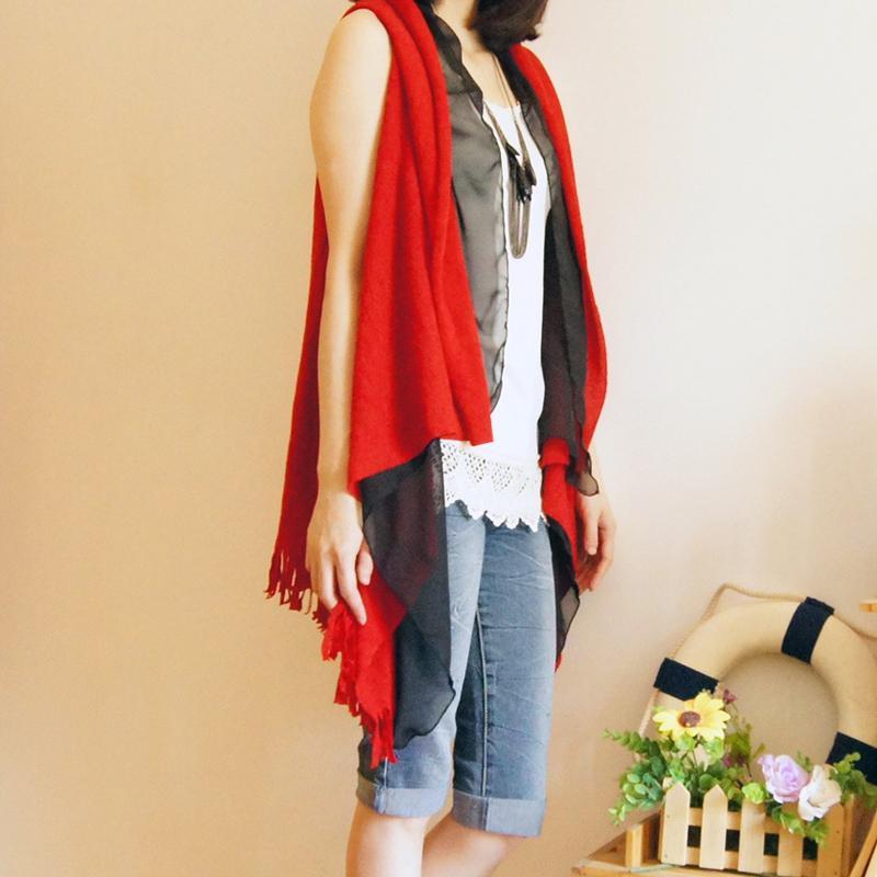 2013 spring new arrival fashion elegant irregular all-match tassel sweater sleeveless chiffon side of the shoulder cape