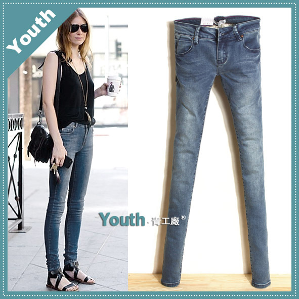 2013 spring new arrival fashion embroidery jeans female skinny pants low-waist pencil pants trousers